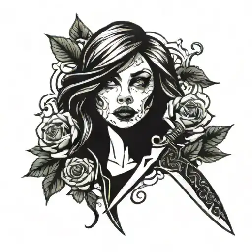 Woman Rose Knife