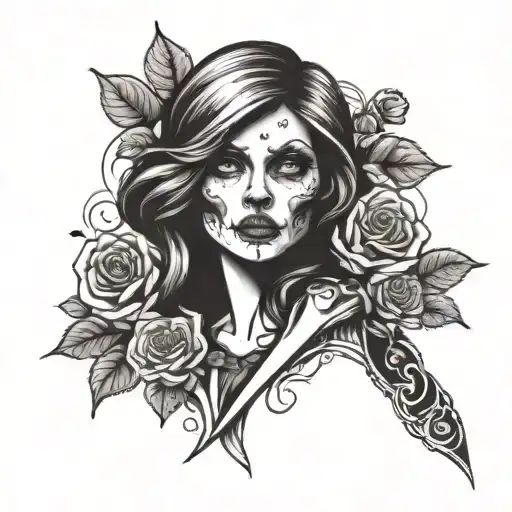 Woman Skull Rose