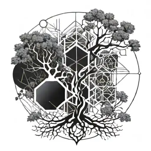 A Futuristic Tree Design With Geometric Leaves And Branches Resembling Engineering Structures