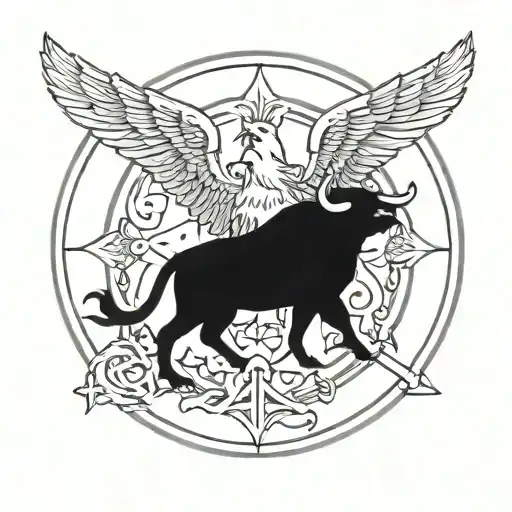 Bull And Eagle In A Circle Roman Numerals In A Circle
