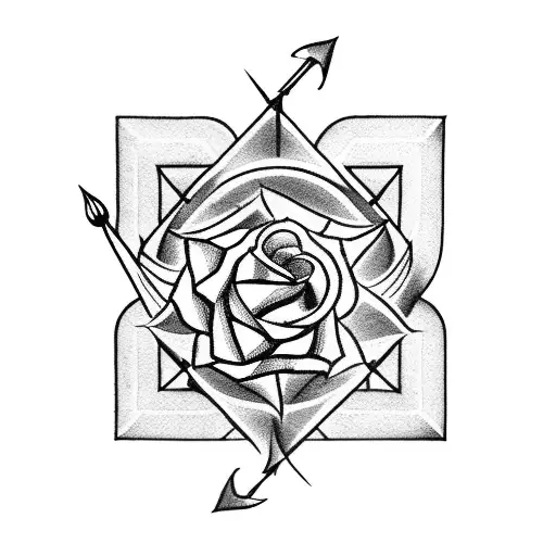 Arrow With Rose And A Compass