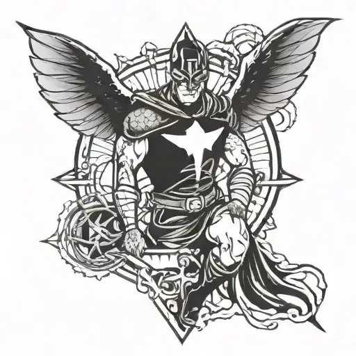 A Tattoo Featuring A Super Hero Inspired By Christian Theology And Human Behavior In Society