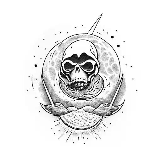 Reaper Sitting On Moon Crescent