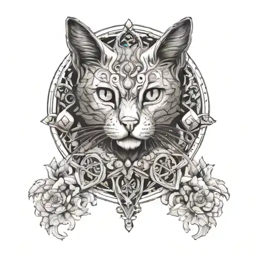 Incorporate Subtle References To The Client's Love For Cats And Slavic Mythology In A Tattoo Design