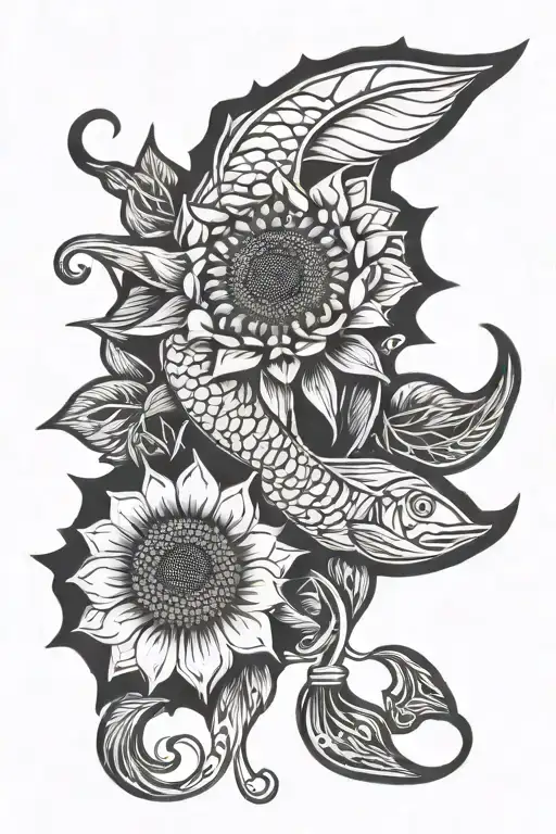 Fish Hook And Sunflower