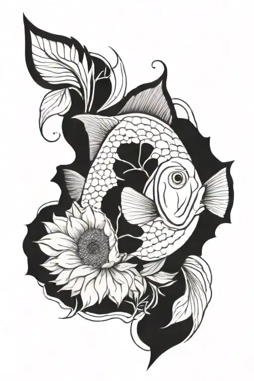 Bass Fish And Sunflower