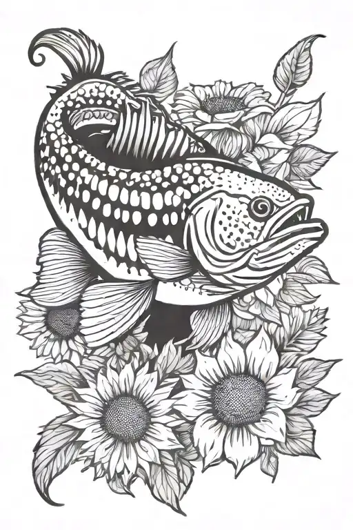 Largemouth Bass And Sunflower