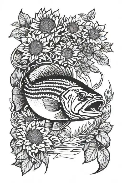 Largemouth Bass And Sunflower