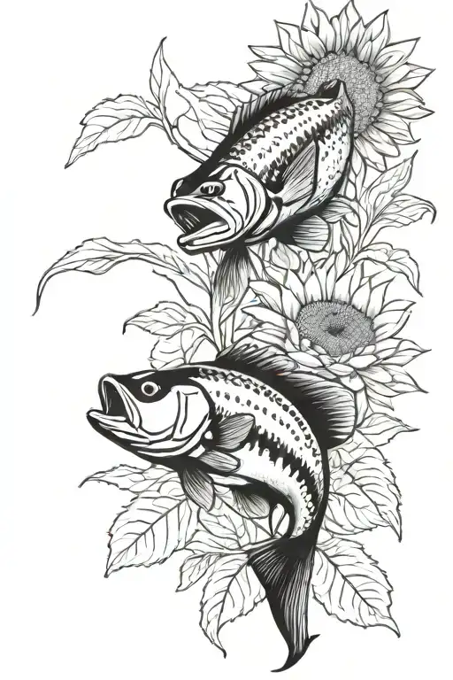 Largemouth Bass And Sunflower