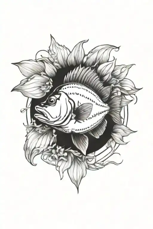 Largemouth Bass And Sunflower