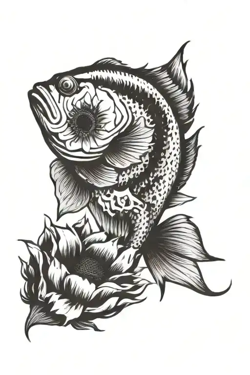 Largemouth Bass And Sunflower