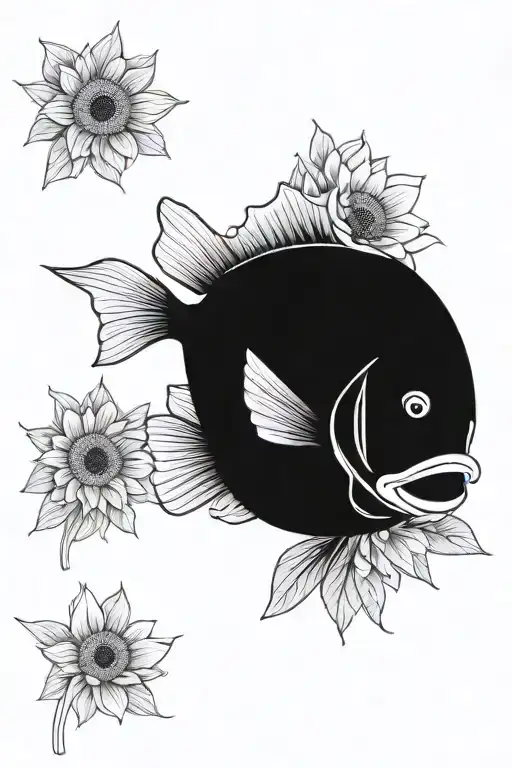 Largemouth Bass And Sunflower