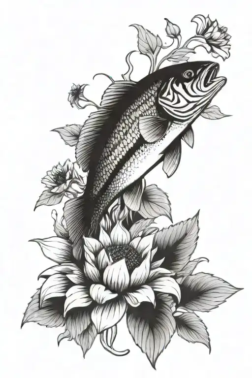 Largemouth Bass And Sunflower