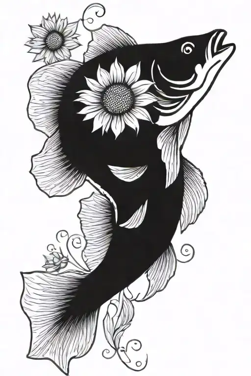 Largemouth Bass And Sunflower