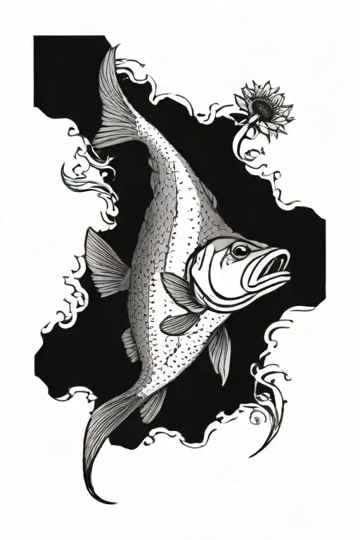 Largemouth Bass And Sunflower