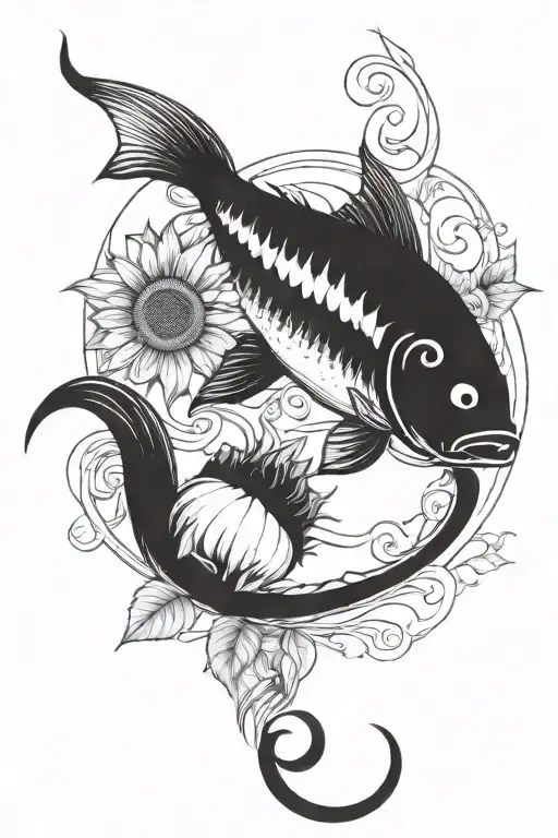Fish Hook And Sunflower