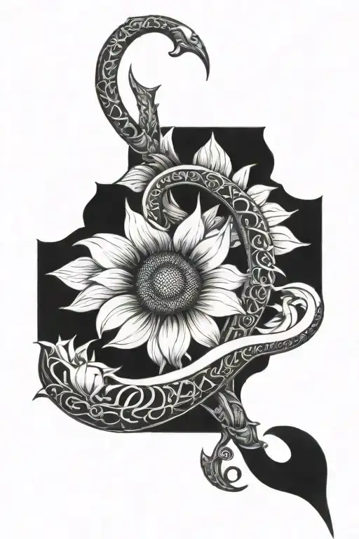 Fish Hook And Sunflower