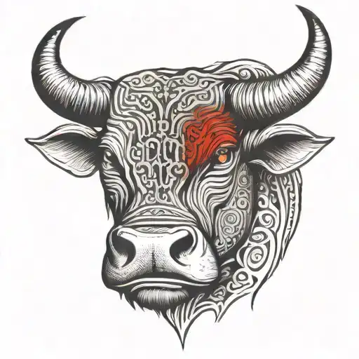 Bull Face With Red Eyes