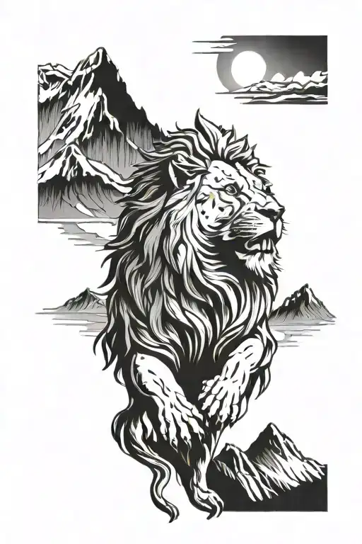 Lion With Some Mountains