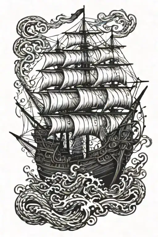 Kraken Pulling Down Pirate Ship