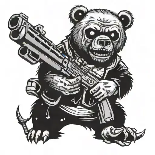 A Zombie Bear Holding A Gun