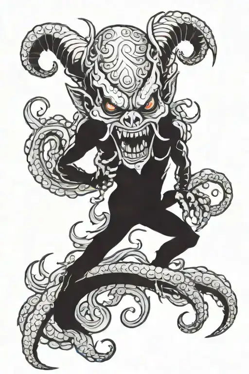House Demon With Teeth And Tentacles