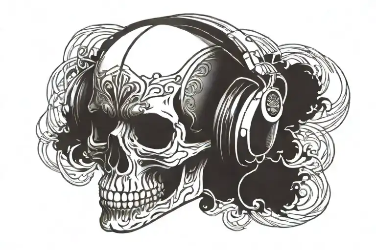 Skull Wearing Headphones