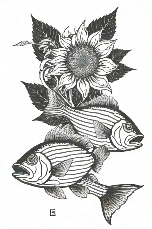 Sunflower And Striper Bass