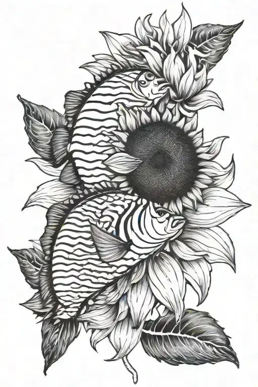 Sunflower And Striper Bass