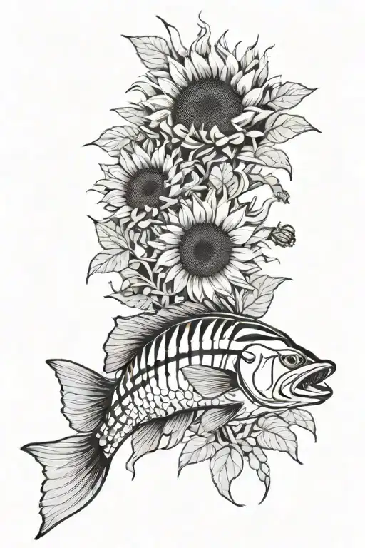 Sunflower And Striper Bass
