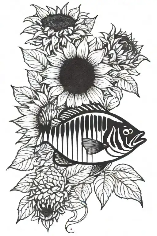 Sunflower And Striper Bass