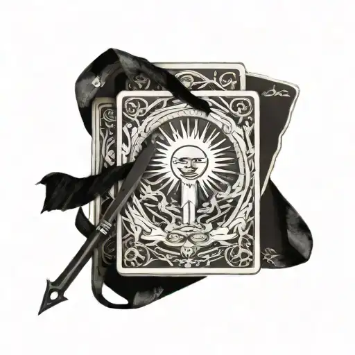 The Sun Tarot Card With Sox Of Swords Tarot Card In The Back