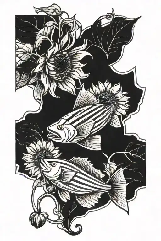 Sunflower And Striper Bass