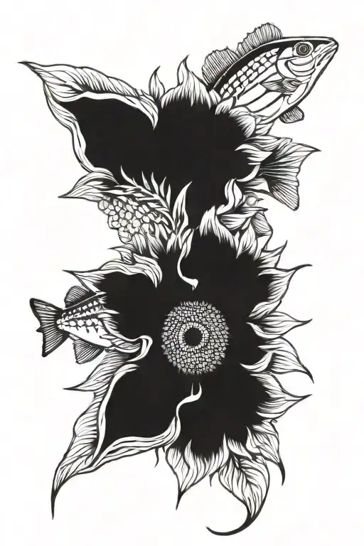 Sunflower And Striper Bass