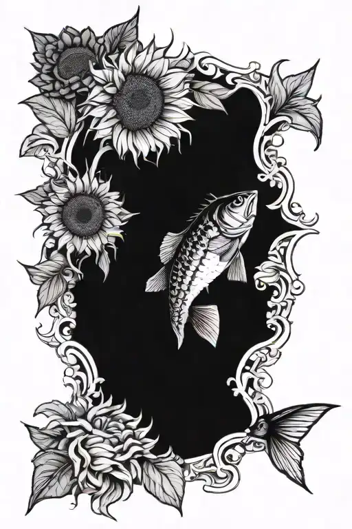 Sunflower And Striper Bass