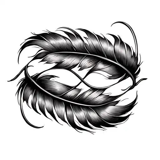 Feather With Infinity Sign Wrapping Around The Feather