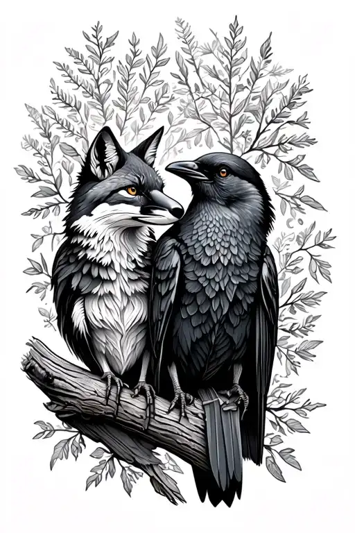 Fox And Crow Perched