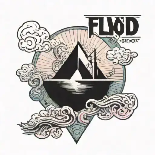 A Psychedelic Music Inspired Tattoo Featuring A Pink Floyd Album Cover Merged With A Sea Landscape