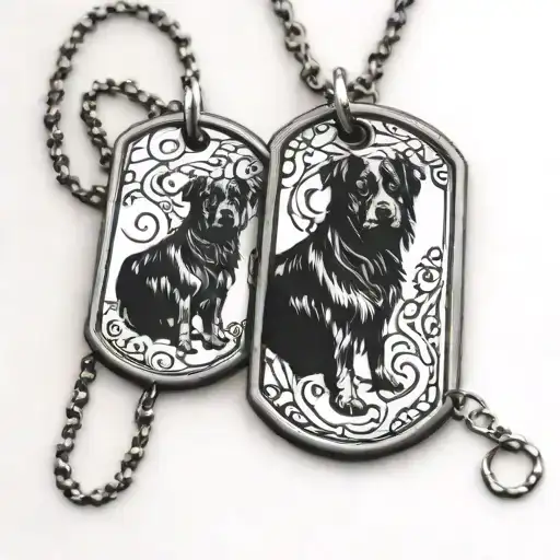 Father Daughter Dog Tags Attached To Chain