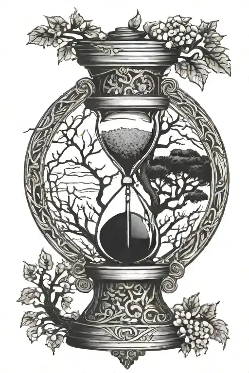 Hourglass With Ouroboros And Tree Growing