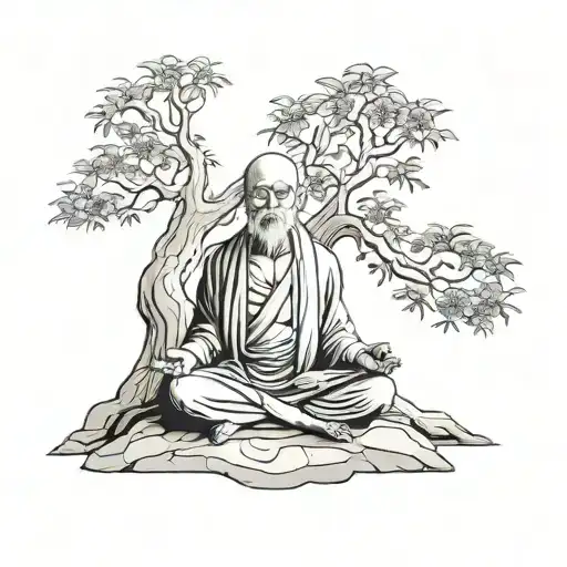 A Wise Sage Meditating Under A Bodhi Tree