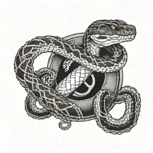 An Asklepios Snake Winding Its Way Up An Anchor