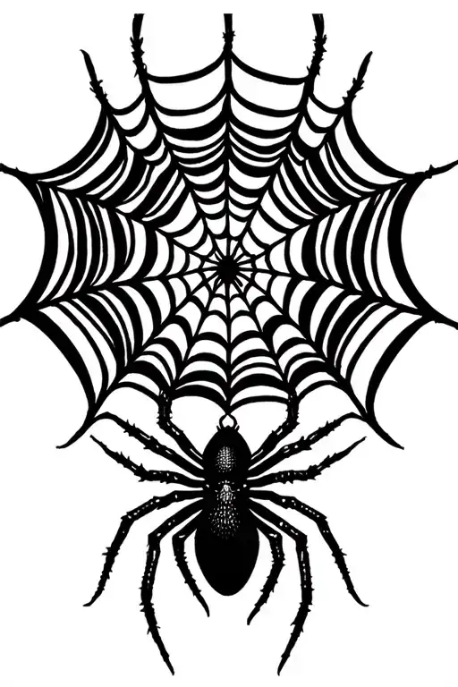 Spider Web With Spider Hanging