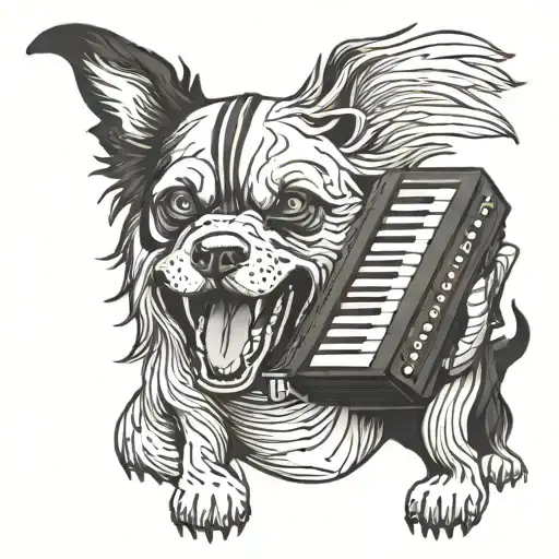 Create An Evil Looking Dog Playing The Accordion