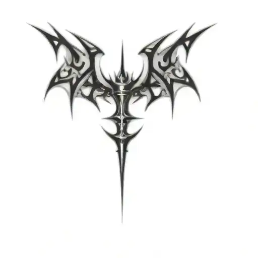 A Sharp Designed Bat And Sword As Heart Shape