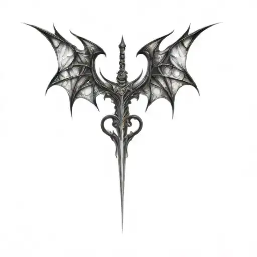 A Sharp Designed Bat And Sword As Heart Shape