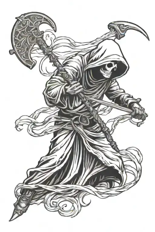 Black Roses Grim Reaper Holding A Scythe