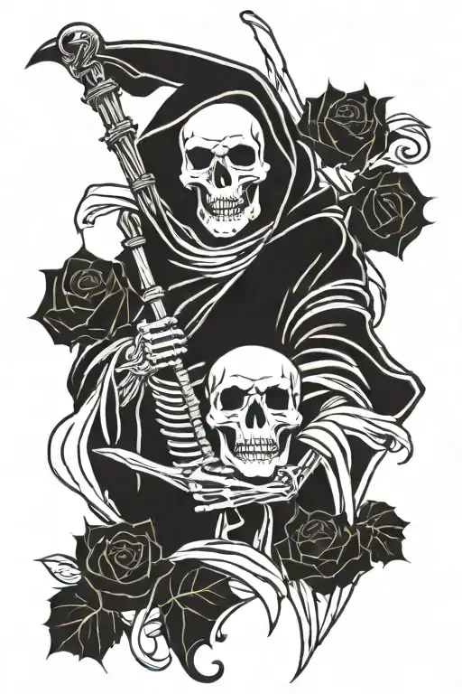 Grim Reaper Holding Black Roses