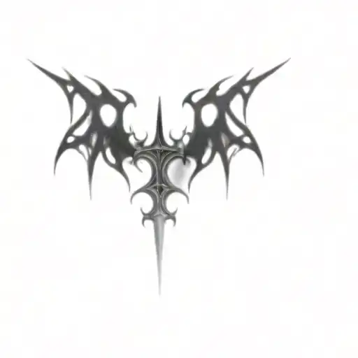 Medieval Sword Between A Sharp Shaped Heart