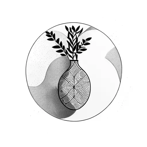 Abstract Vase With Palastinian Embroidery Inside Are 2 Olive Branches